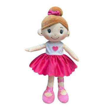 Imagem de Boneca de Pelúcia 40cm Bailarina Rosa Saia Rodada Sapatilha - UNIK TOY