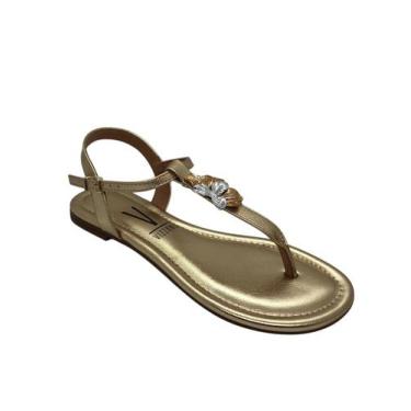 Imagem de Sandália Feminina Vizzano Rasteira Metalizada Ref. 6371174, 36, Dourad