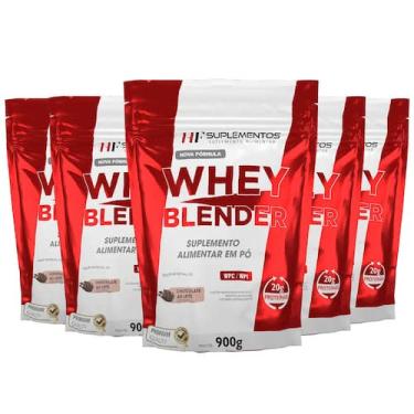 Imagem de 5x whey blender concentrado chocolate 900g hf suplementos