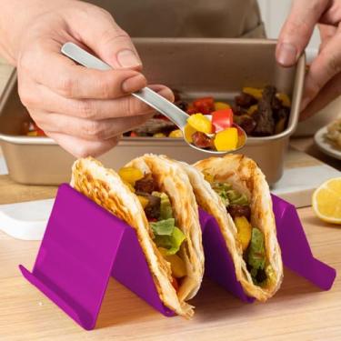 Imagem de 1 suporte premium para tacos, bandeja de rua, lava-louças e micro-ondas para uso na cozinha, roxo