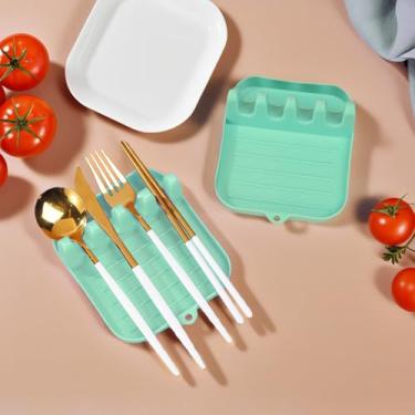 Imagem de Descanso de colher multiuso e suporte de utensílios para utensílios de cozinha, espátulas, tampas de panela e organizador de acessórios de cozinha para bancadas limpas e organizadas