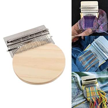 Imagem de YOUTHINK Ferramenta de Tear de Tecelagem Com 28 Ganchos, Mini Máquina de Costura Manual para Reparo Rápido de Tecidos e Criação de Estilo, Perfeita para Jeans e Meias (Cabelo curto rosa)