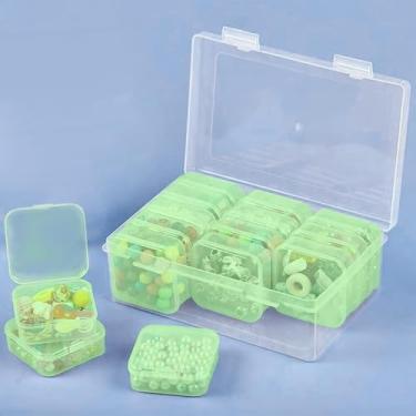 Imagem de Caixa de armazenamento de plástico de 12 grades com 12 mini recipientes, estojo organizador de joias transparente para contas, artesanato, pílulas, acessórios, organizador de itens pequenos
