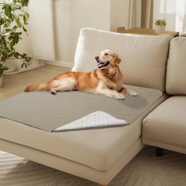 Imagem de Luciphia Capa de sofá 100% à prova d'água para cães, antiderrapante, protetor de sofá para cachorro, gato, cobertor com fundo antiderrapante, branco acinzentado, 100 x 127 cm