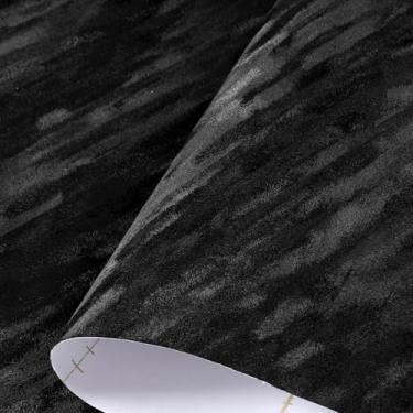 Imagem de Decotalk Forro de veludo de 60 x 300 cm, forro de feltro com listras pretas para armários de cozinha, papel de contato de veludo, descascar e colar, papel de prateleira de feltro, preto, adesivo