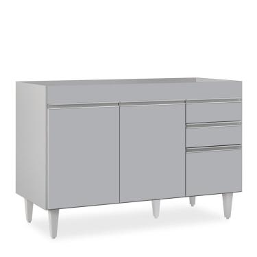 Imagem de Balcão De Cozinha Para Pia 120cm 3 Portas Sem Tampo Michigan Cinza Claro - Lumil