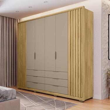 Imagem de Guarda Roupa Casal Decorativo Decimus 6 Portas E 6 Gavetas Mdf/mdp Buriti/fendi G11 - Gran Belo