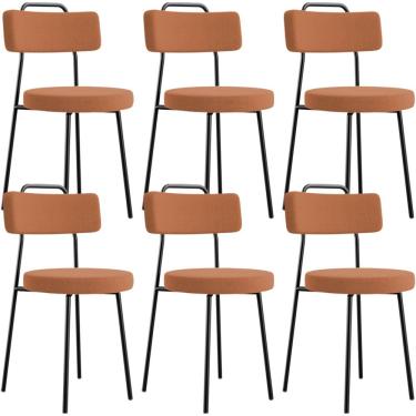 Imagem de Kit 06 Cadeiras Decorativas Estofada Sala De Jantar Barcelona L02 Bouclê Terracota - Lyam Decor