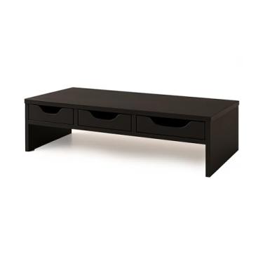 Imagem de Base Suporte para Monitor com 3 Gavetas Horizontais 78x36 MDF Black Piano Melhor Ergonomia