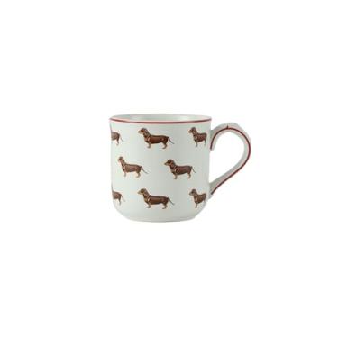 Imagem de London Pottery Copo de cerâmica de 250 ml com alça, caneca de porcelana para café quente, chá ou cacau, micro-ondas, lava-louças e freezer (cachorro, caneca)