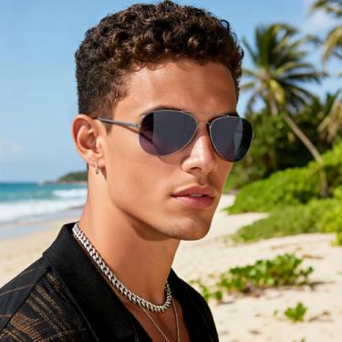 Imagem de Óculos de sol aviador polarizados para homens e mulheres, óculos de sol retrô para dirigir ao ar livre, proteção UV, Arma