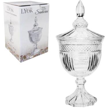 Imagem de Bomboniere de vidro relevo santorini com pe 24,5x11,5cm de ø - LYOR