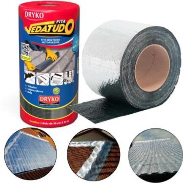 Imagem de Fita manta asfáltica auto adesiva aluminizada multiuso 30 cm x 10 m - 