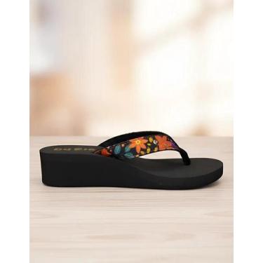 Imagem de Tamanco Anabela DuRio Fly Buzios Esporao Estampas Coloridas, Azul, 38,