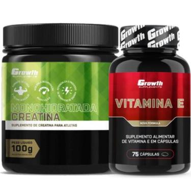 Imagem de Creatina Pura 100g Monohidratada + Vitamina E 75 Caps Growth