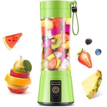 Imagem de Liquidificador portátil para smoothies e shakes – Liquidificador de tamanho pessoal sem fio, recarregável por USB, 6 lâminas com copo de viagem gratuito BAP de 380 ml, adequado para piquenique/sprots