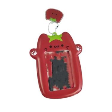 Imagem de Carteira de cartão de ônibus com desenho animado fofo tomate gato hambúrguer cachorro photocard bolsa chaveiro cartão de foto (gato tomate)
