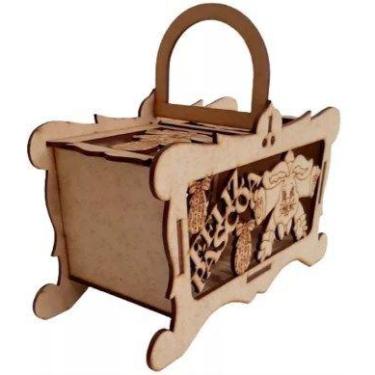 Imagem de Cestinha de Piquenique para Páscoa com Duas Aberturas para Bombons e D