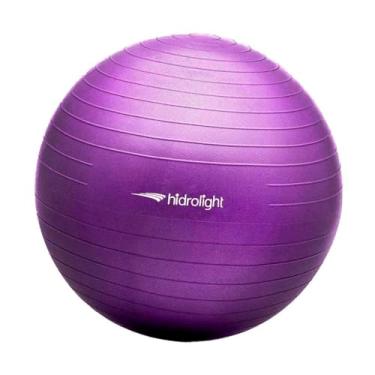 Imagem de Bola de Exercícios Roxa 65cm Anti-Estouro com Bomba de Enchimento, para Yoga, Exercícios Funcionais e Fisioterapia Suporta 350kg