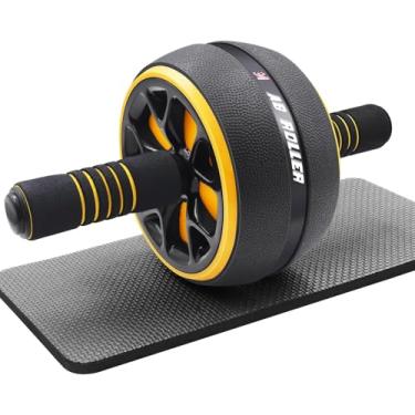 Imagem de FEELCAT Roda de rolo abdominal, roda larga estável para iniciantes, homens, mulheres, equipamento de treino abdominal para academia em casa com joelheira, roda abdominal para treinamento de força de