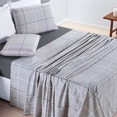 Imagem de Jogo De Lençol Júlia Queen 4 Peças Micropercal 200 Fios - Dallas Quadriculado - 100% Poliéster