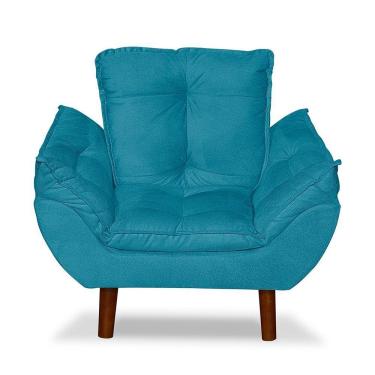 Imagem de Mini Poltrona Cadeira Opala Infantil De Criança Suede Azul Tiffany