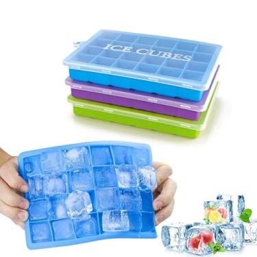 Imagem de Orounla Bandeja para cubos de gelo com tampa e lixeira, pacote com 3 72 cubos de silicone para freezer com caixa/recipiente, bandeja de gelo reutilizável, perfeita para coquetéis, bebidas e café