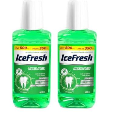 Imagem de ICEFRESH Antisseptico Bucal Icefresh Menta Plus Leve 500Ml Pague 350Ml (Pacote de 2)