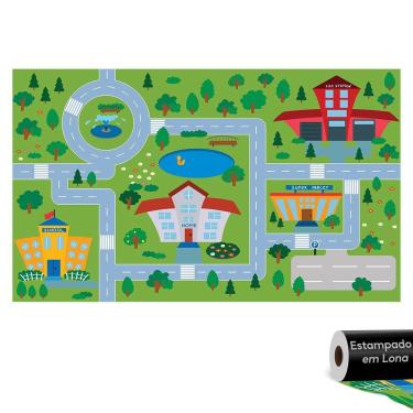 Imagem de Tapete Pista De Carrinhos Infantil Ilustrado Criança Lona