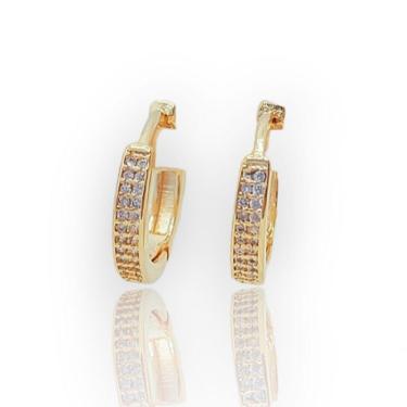 Imagem de Brinco Argola Click 16mm - 2 Fileiras De Zircônias