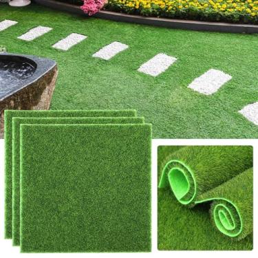 Imagem de Tapete de proteção de mesa de jantar cortável tapete de grama verde tapetes de gramado musgo decoração de jardim artificial relva, 6 peças, 15 x 15 cm
