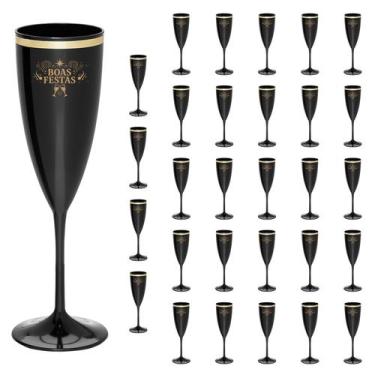 Imagem de Taça Espumante Boas Festas 170ml Borda Dourada Acrílico - 30pçs - NEOP