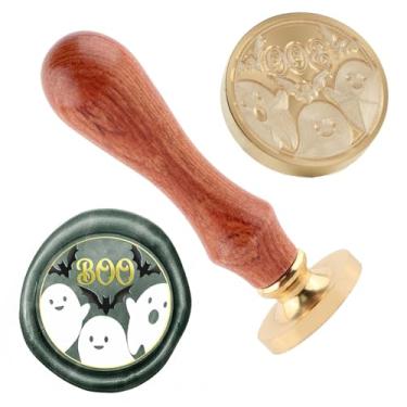 Imagem de Selo de cera fantasma Carimbo de selo de cera de Halloween cabeças de latão removíveis para decoração de festa de Halloween convites carta envelope cartões de felicitações presentes