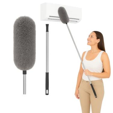 Imagem de Espanador de Pó Extensível 2,8m Microfibra Lavável e Flexível Cabo Inox Antiderrapante Limpeza de Teto Ventiladores Persianas e Móveis Altos