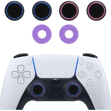 Imagem de MysticHome No - Slip Thumb Grips & Precision Rings | Universal for Nintendo Switch Pro/PS4/PS5/Xbox One/Xbox Series X | 6 - Pack | Multi - Color,Black+Purple