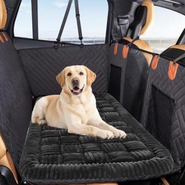 Imagem de QPK Tapete de cama de carro de cachorro para extensor de banco traseiro, cama de viagem de flanela lavável antiderrapante com algodão PP grosso, protetor de assento traseiro para cães em SUVs