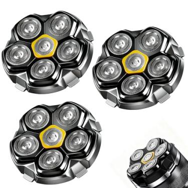 Imagem de Cabeças de substituição magnéticas de 6 cabeças para barbeador elétrico magnético 6D, cabeça de substituição universal para homens carecas e rosto (preto) (pacote com 3)