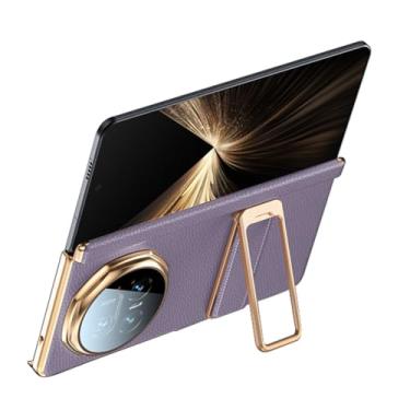 Imagem de FWYANZH Capa para Honor Magic V5, capa traseira de couro legítimo, alça de mão invisível, suporte com tudo incluído, capa à prova de choque, roxa, V5