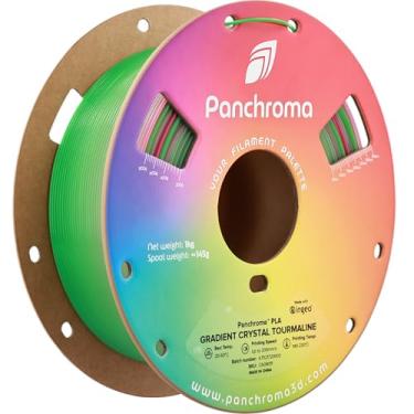 Imagem de Polymaker Panchroma Gradiente PLA Filamento de impressão 3D translúcido magenta e verde, 1,75 mm, 1 kg, PLA gradiente premium, fácil de imprimir, compatível com AMS, perfeito para abajures, vasos