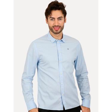Imagem de Camisa Tommy Jeans Masculina Slim Original Stretch Azul Claro-Masculino