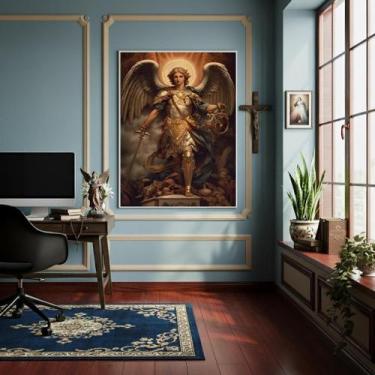 Imagem de Quadro Decorativo São Miguel Arcanjo Guerreiro - 70X50Cm - Quadros On-
