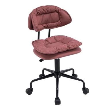 Imagem de Banqueta ajustável com encosto e rodas cadeira giratória ajustável em altura para salão de spa tatuagem e trabalho de desenho (cor de pasta de feijão)