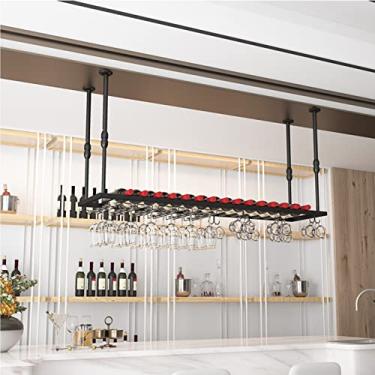 Imagem de Suporte de copo de vinho pendurado sob o armário, suporte de copo de vinho de teto, prateleiras de garrafa de vinho de cabeça para baixo, prateleira de armazenamento de prateleira de vidro para copos