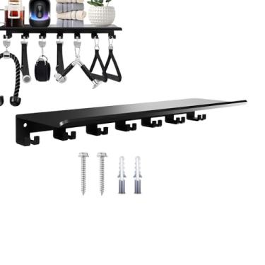 Imagem de Prateleira de parede, suporte de armazenamento – ganchos para pendurar na parede | para treino, fitness, casa, academia, banheiro, quarto, vaso sanitário