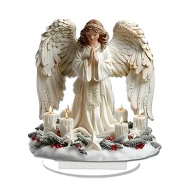 Imagem de Ｂｅｓｇａ Decoração de Natal 2D com Base, Arte Artesanal Criativa em Acrílico para Mesa, Enfeite para Lareira ou Armário, Anjo de 18 Cm
