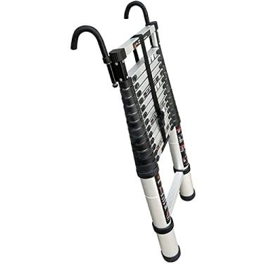 Imagem de Escada telescópica de alumínio para extensão telescópica, escada extensível com gancho, escadas dobráveis para casa/trailer/barco/sótão/barraca de telhado/campista/uso externo (tamanho: 3,2 m/10,5 pés