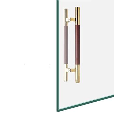 Imagem de Maçaneta de porta de vidro deslizante de aço inoxidável para interior exterior, maçaneta de porta redonda moderna com encaixes, modelo, entrada de hotel, escritório, casa (cor: prata, tamanho: 60 cm