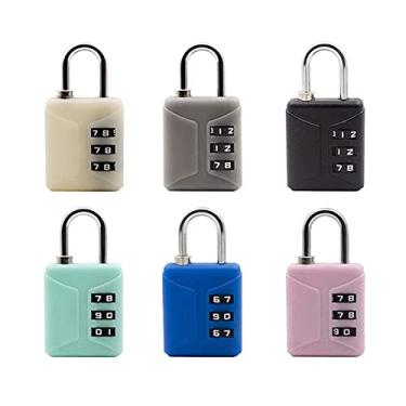 Imagem de 6 peças, mini cadeado de combinação de 3 dígitos para bagagem, mochila, academia, armário, gaveta, ferrolho