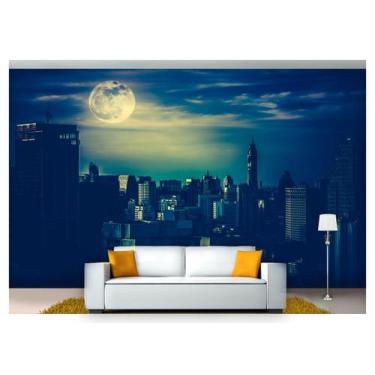 Imagem de Papel De Parede Cidade Prédios Noite Lua 3D 6M² Ncd201 - Você Decora