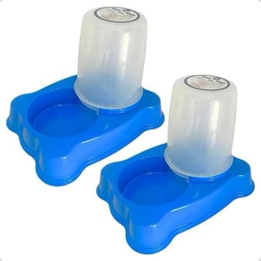 Imagem de Kit Comedouro Bebedouro Para Cães e Gatos Dupla Função 1,35 kg Ração/1,5 Litros (02 UNIDADES - LIGHT AZUL)